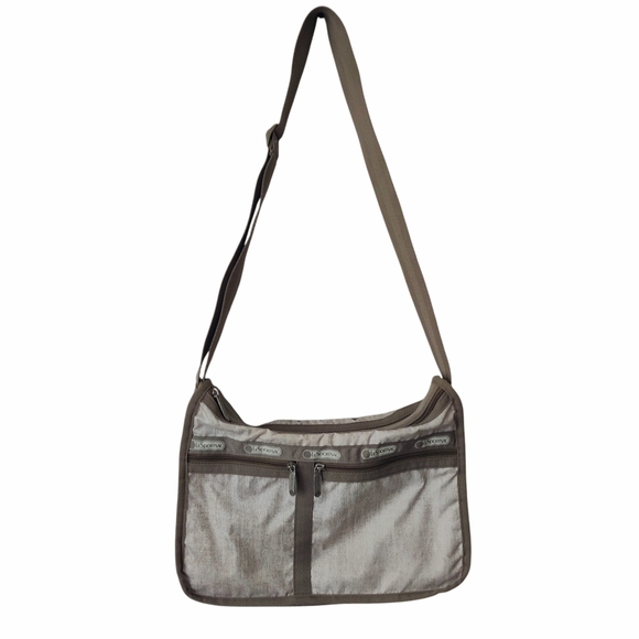 LESPORTSAC Deluxe Everyday Bag Set Beige Double Compartment w/ Matching Pouch - Picture 1 of 13